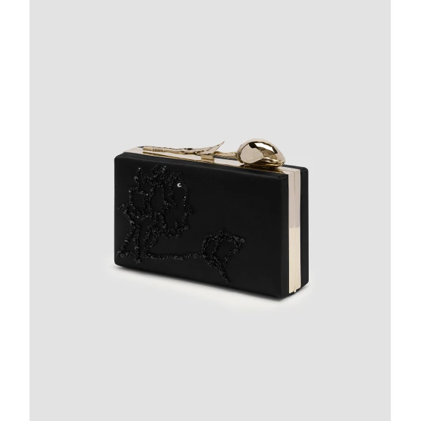 Erdem Bloom Minaudiere in Black Embellished Satin | Clutch Bags | Luxury Shoes 