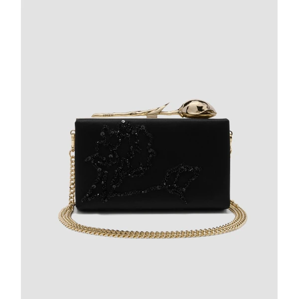 Erdem Bloom Minaudiere in Black Embellished Satin | Clutch Bags | Luxury Shoes 