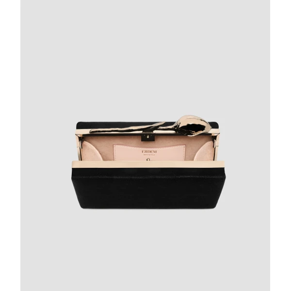 Erdem Bloom Minaudiere in Black Velvet | Clutch Bags | Luxury Shoes 