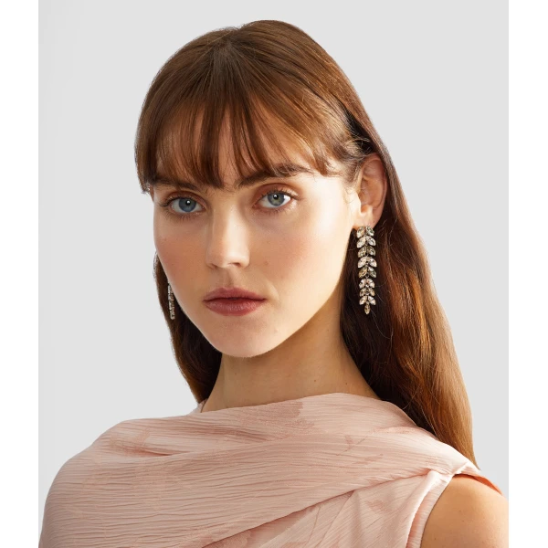 Erdem Crystal Long Earring in Black and Clear Crystal | Earrings | Luxury Shoes 