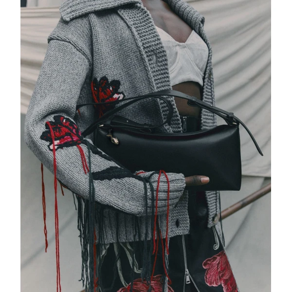 Erdem East West Bloom Bag in Black Leather | Shoulder & Crossbody Bags | Luxury Shoes 