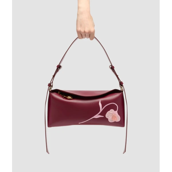 Erdem East West Bloom Bag in Cherry Leather | Shoulder & Crossbody Bags | Luxury Shoes 