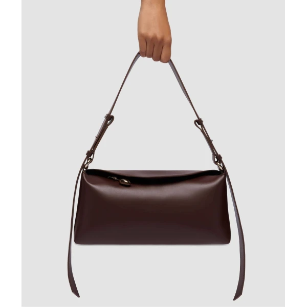 Erdem East West Bloom Bag in Chestnut Leather | Shoulder & Crossbody Bags | Luxury Shoes 