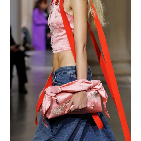 Erdem East West Bloom Bag in Peony Textured Satin | Shoulder & Crossbody Bags | Luxury Shoes 