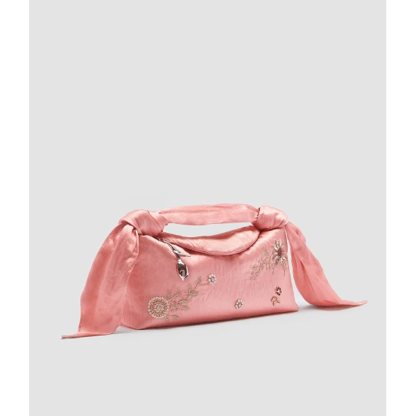 Erdem East West Bloom Bag in Peony Textured Satin | Shoulder & Crossbody Bags | Luxury Shoes 