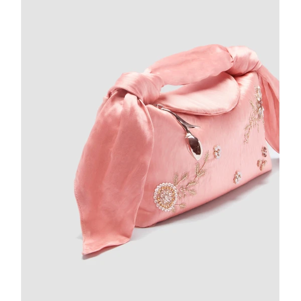 Erdem East West Bloom Bag in Peony Textured Satin | Shoulder & Crossbody Bags | Luxury Shoes 