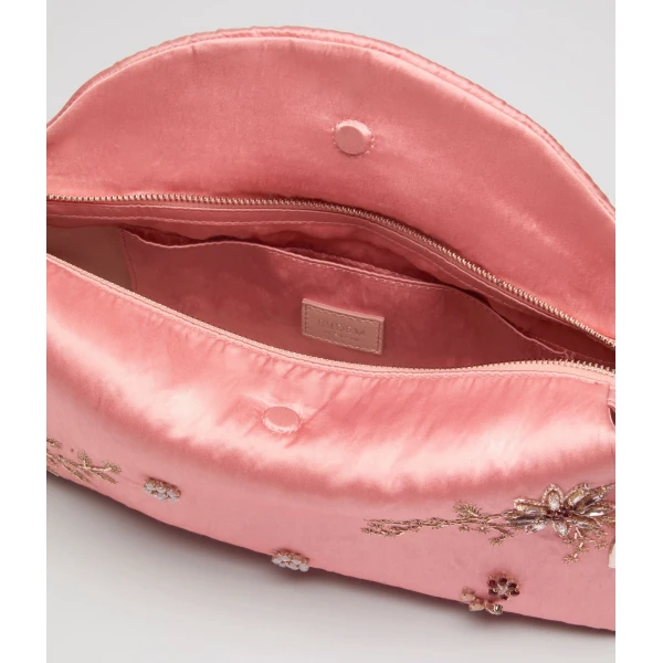 Erdem East West Bloom Bag in Peony Textured Satin | Shoulder & Crossbody Bags | Luxury Shoes 