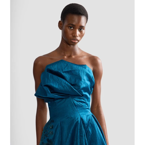 Erdem Embroidered Textured Satin Bustier Gown | Evening Gowns | Luxury Shoes 