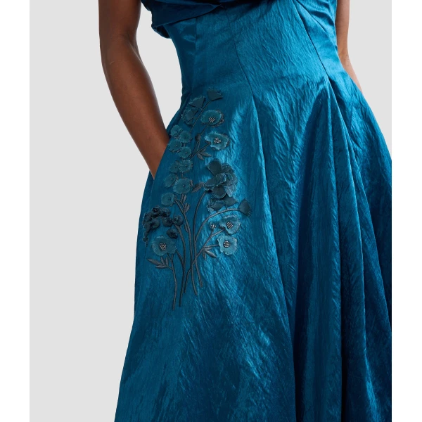 Erdem Embroidered Textured Satin Bustier Gown | Evening Gowns | Luxury Shoes 