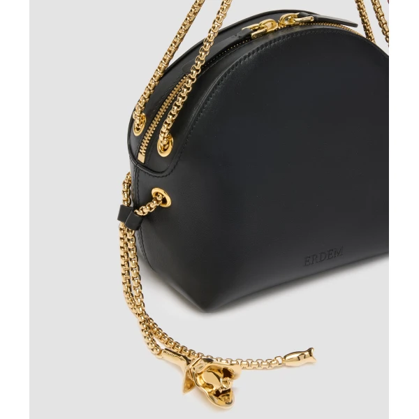 Erdem Flora Chain Bag in Black Leather | Shoulder & Crossbody Bags | Luxury Shoes 