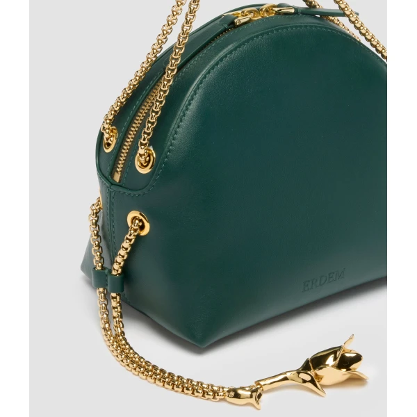 Erdem Flora Chain Bag in Green Leather | Shoulder & Crossbody Bags | Luxury Shoes 