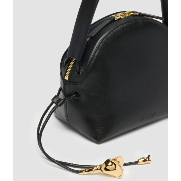Erdem Flora Shoulder Bag in Black Leather | Shoulder & Crossbody Bags | Luxury Shoes 