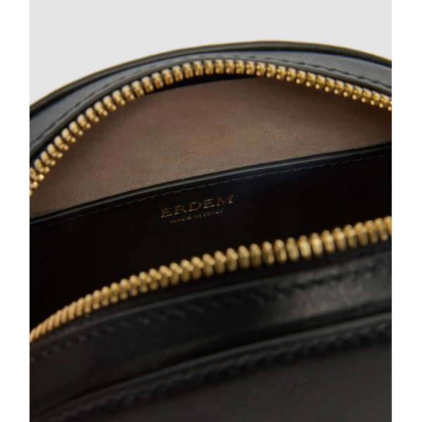 Erdem Flora Shoulder Bag in Black Leather | Shoulder & Crossbody Bags | Luxury Shoes 