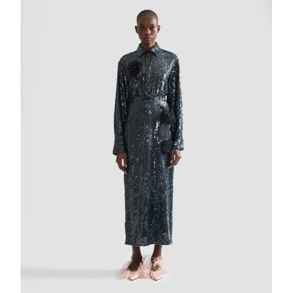 Erdem Floral Applique Sequin Midi Pencil Skirt | Pencil Skirts | Luxury Shoes 