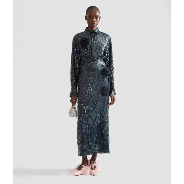 Erdem Floral Applique Sequin Midi Pencil Skirt | Pencil Skirts | Luxury Shoes 