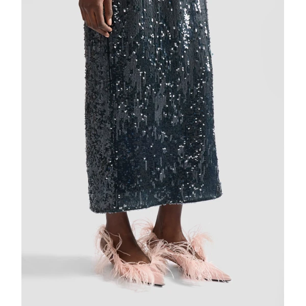 Erdem Floral Applique Sequin Midi Pencil Skirt | Pencil Skirts | Luxury Shoes 