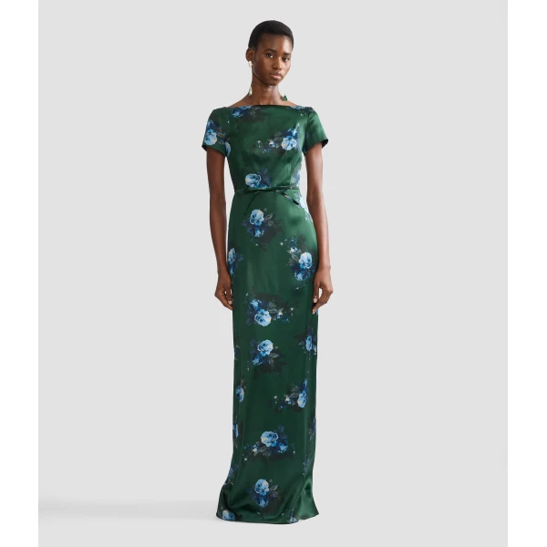 Erdem Floral Duchess Short Sleeve Gown | Evening Gowns | Luxury Shoes 