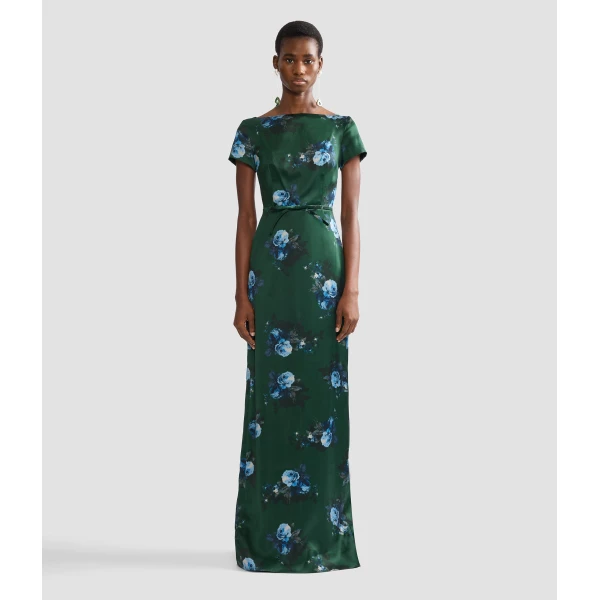 Erdem Floral Duchess Short Sleeve Gown | Evening Gowns | Luxury Shoes 