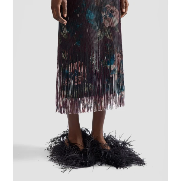 Erdem Floral Fringe Jacquard Sleeveless Midi Dress | Midi Dresses | Luxury Shoes 