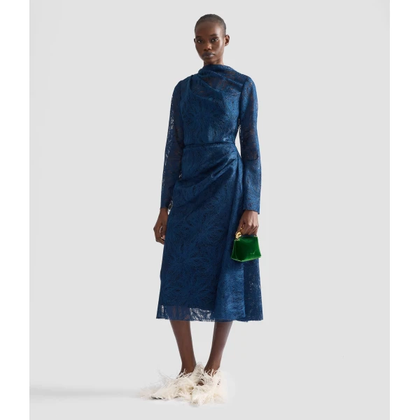 Erdem Floral Lace Draped Midi Dress | Midi Dresses | Luxury Shoes 