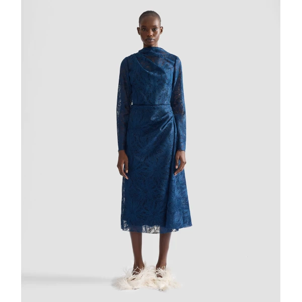 Erdem Floral Lace Draped Midi Dress | Midi Dresses | Luxury Shoes 