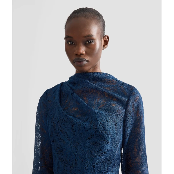 Erdem Floral Lace Draped Midi Dress | Midi Dresses | Luxury Shoes 