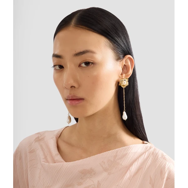 Erdem Floral Pearl Long Earring | Earrings | Luxury Shoes 