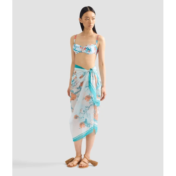Erdem Floral Print Cotton Voile Pareo | Beachwear | Luxury Shoes 