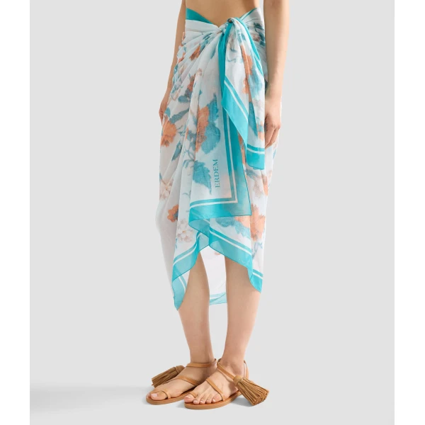 Erdem Floral Print Cotton Voile Pareo | Beachwear | Luxury Shoes 
