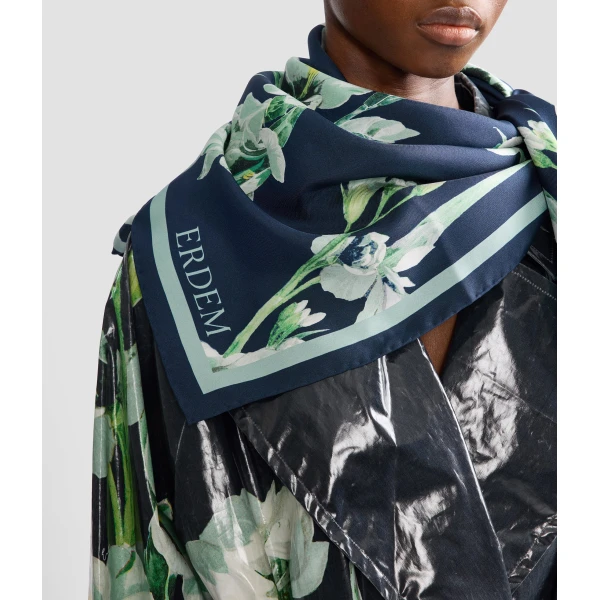 Erdem Floral Print Silk Scarf | Scarves | Luxury Shoes 