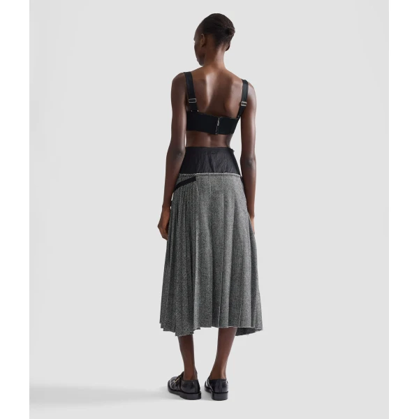 Erdem Herringbone A-Line Pleated Midi Skirt | Pleated Skirts | Luxury Shoes 