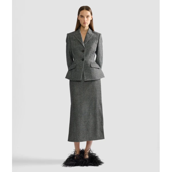 Erdem Herringbone A-line Pleated Midi Skirt | Pleated Skirts | Luxury Shoes 