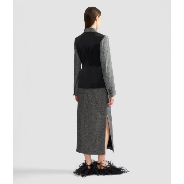 Erdem Herringbone A-line Pleated Midi Skirt | Pleated Skirts | Luxury Shoes 