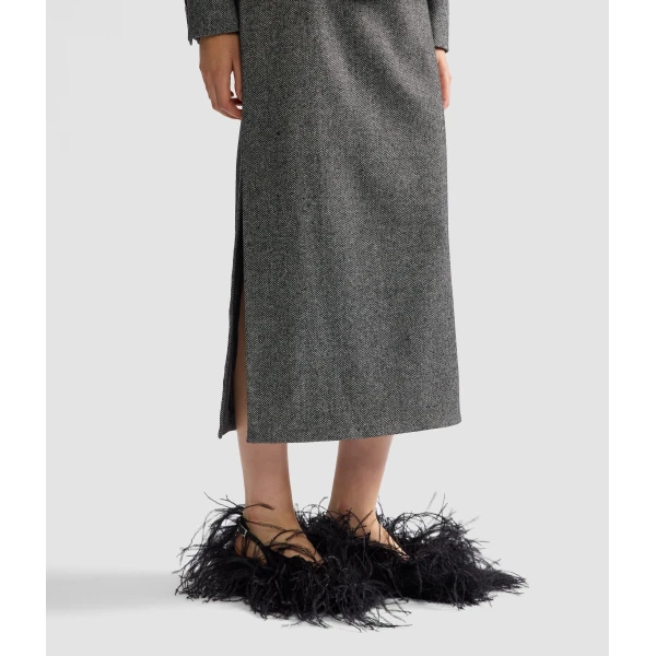Erdem Herringbone A-line Pleated Midi Skirt | Pleated Skirts | Luxury Shoes 