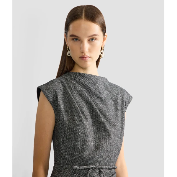Erdem Herringbone Draped Midi Dress | Midi Dresses | Luxury Shoes 