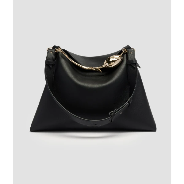 Erdem Large Bloom Bag in Black Grain Leather | Totes & Top-Handle Bags | Luxury Shoes 