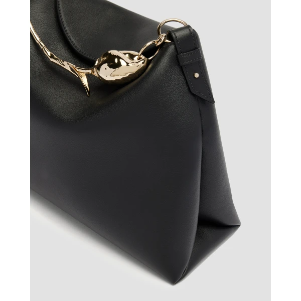 Erdem Large Bloom Bag in Black Grain Leather | Totes & Top-Handle Bags | Luxury Shoes 