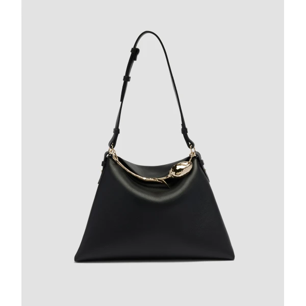 Erdem Large Bloom Bag in Black Grain Leather | Totes & Top-Handle Bags | Luxury Shoes 