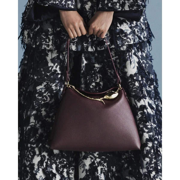 Erdem Large Bloom Bag in Malbec Grain Leather | Totes & Top-Handle Bags | Luxury Shoes 