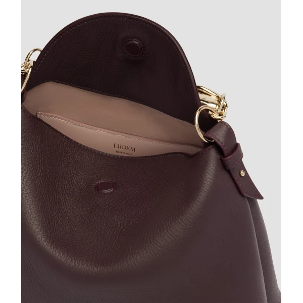 Erdem Large Bloom Bag in Malbec Grain Leather | Totes & Top-Handle Bags | Luxury Shoes 