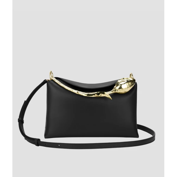 Erdem Midi Bloom Bag in Black Leather | Totes & Top-Handle Bags | Luxury Shoes 