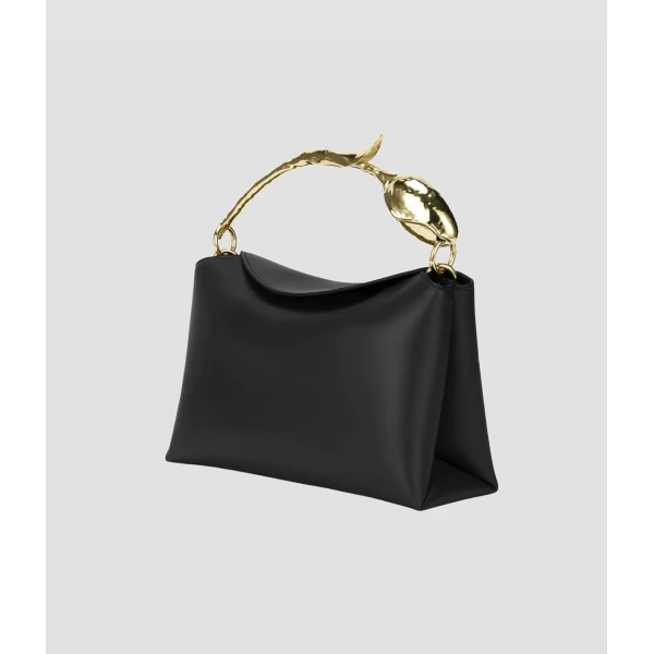 Erdem Midi Bloom Bag in Black Leather | Totes & Top-Handle Bags | Luxury Shoes 