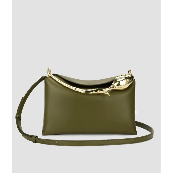 Erdem Midi Bloom Bag in Khaki Leather | Totes & Top-Handle Bags | Luxury Shoes 