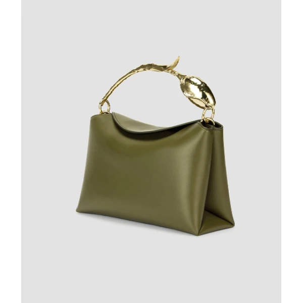Erdem Midi Bloom Bag in Khaki Leather | Totes & Top-Handle Bags | Luxury Shoes 