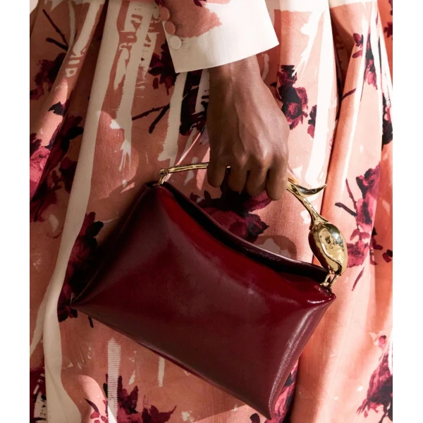 Erdem Midi Bloom Bag in Ruby Patent Leather | Totes & Top-Handle Bags | Luxury Shoes 