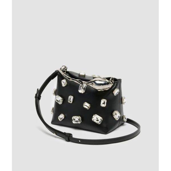 Erdem Mini Bloom Bag in Black Crystal Leather | Mini Bags | Luxury Shoes 