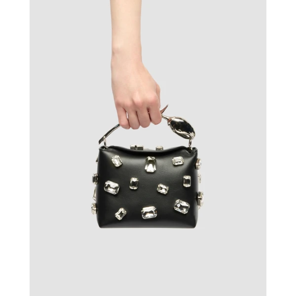 Erdem Mini Bloom Bag in Black Crystal Leather | Mini Bags | Luxury Shoes 
