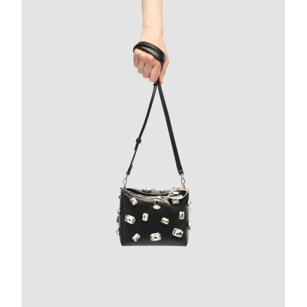 Erdem Mini Bloom Bag in Black Crystal Leather | Mini Bags | Luxury Shoes 
