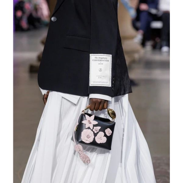 Erdem Mini Bloom Bag in Black Flower Applique Leather | Mini Bags | Luxury Shoes 