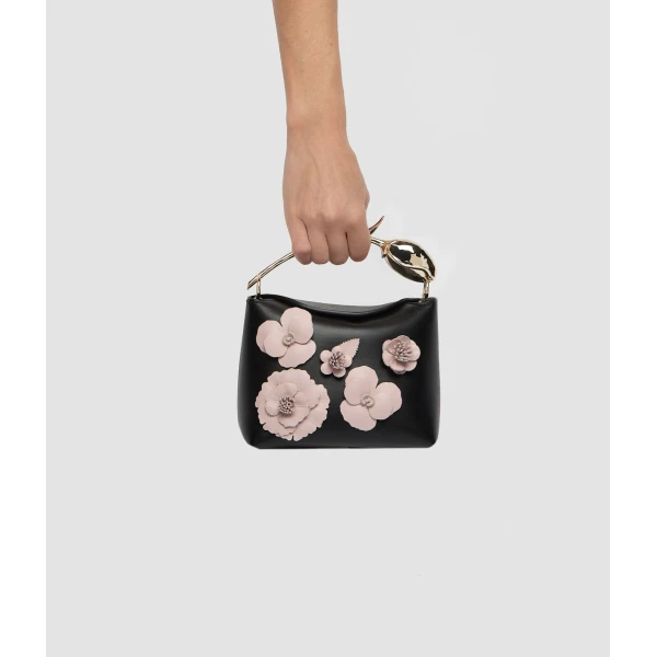 Erdem Mini Bloom Bag in Black Flower Applique Leather | Mini Bags | Luxury Shoes 